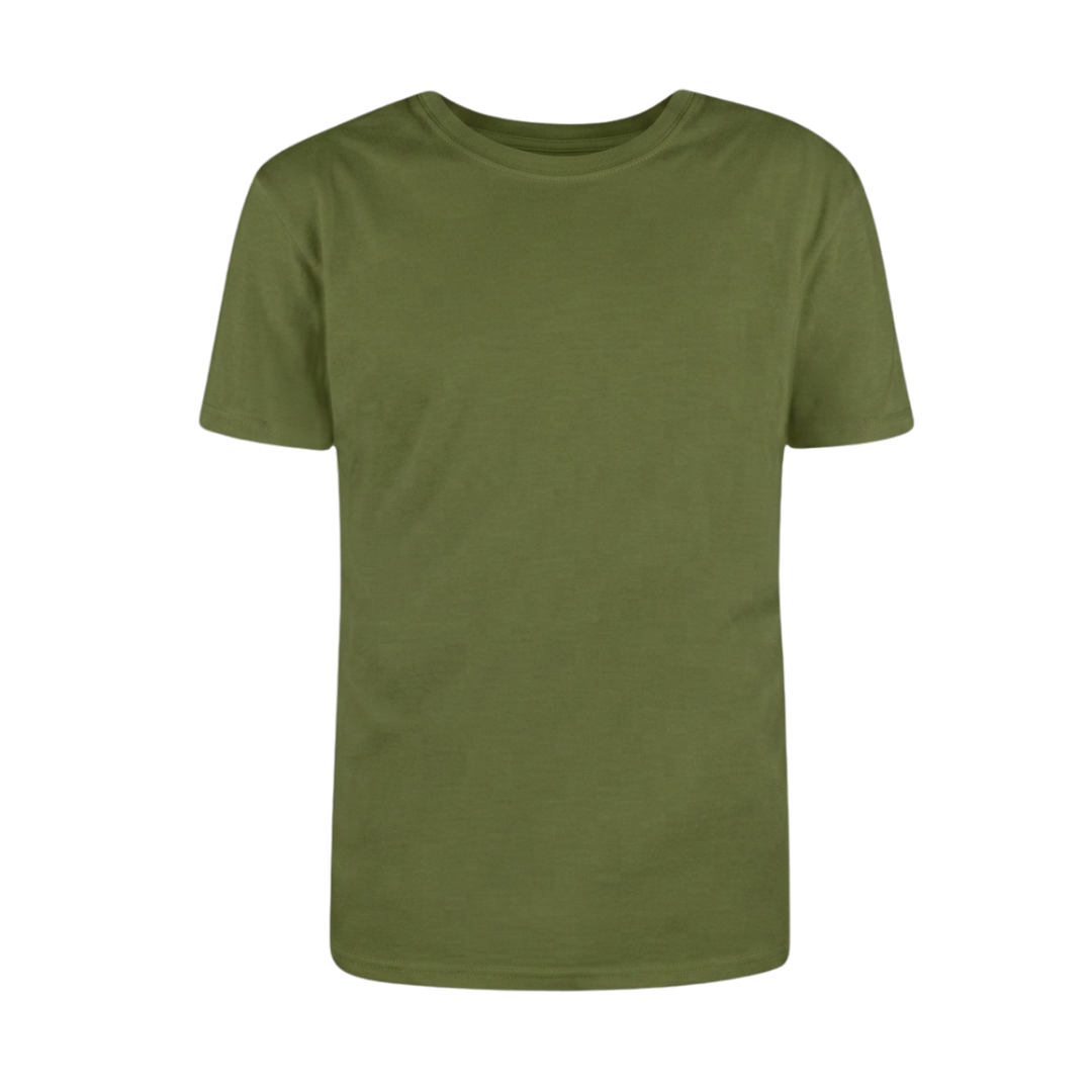 Kids T- Shirt Short Sleeve Plain Olive Green